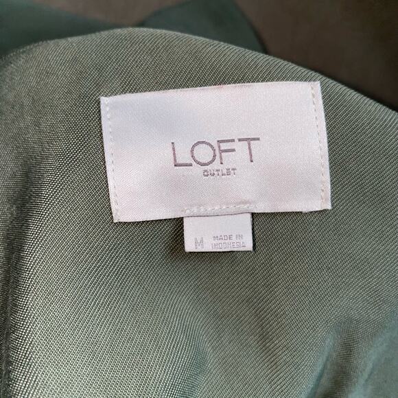 LOFT Olive Green Belted Notch Collar Long Sleeve Jacket Women’s Size Medium - Picture 7 of 8